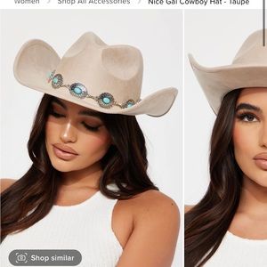 Beige and Turquoise Cowgirl Hat